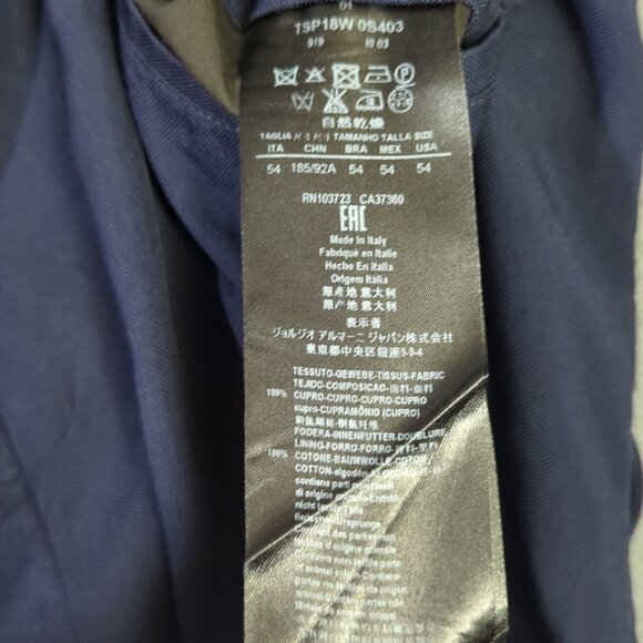 Giorgio Armani Pants Men's 54(IT) Fits 36x30 Navy Blue Pleated Cotton Slacks - Picture 11 of 12